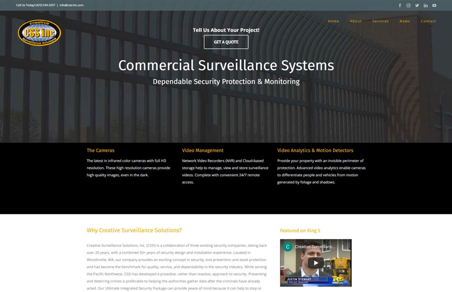 Screenshot of CSSI's website homepage