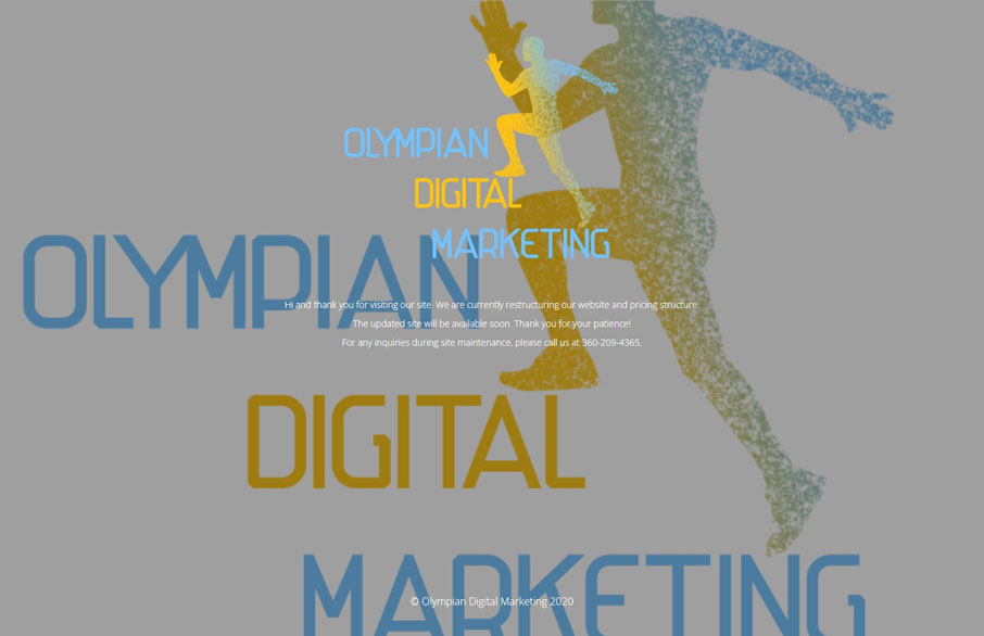 Screenshot of Olympian Digital Marketing's website homepage