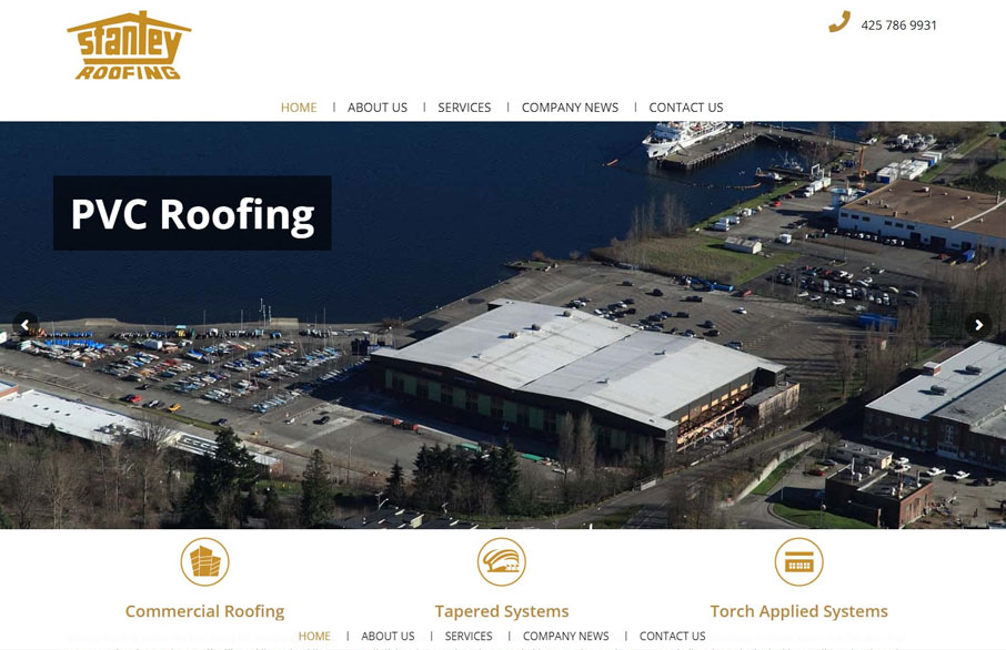 Screenshot of Stanley Roofing's website homepage