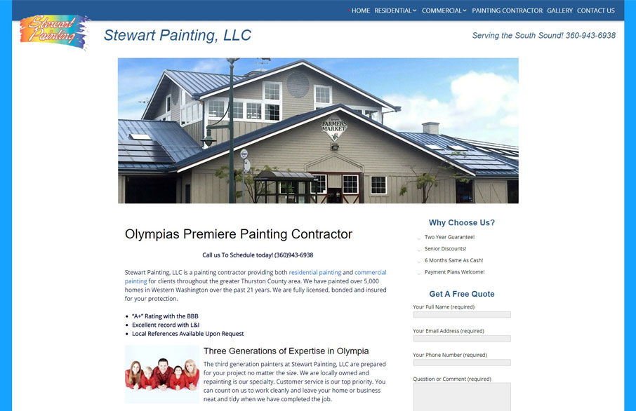 Screenshot of Stewart Paiting's website homepage